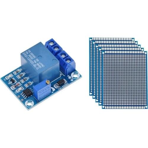 1 Pcs YX-X0001 DC 12V Battery Undervoltage Management Module & 5Pcs 7X9cm Double Side Prototype PCB Board