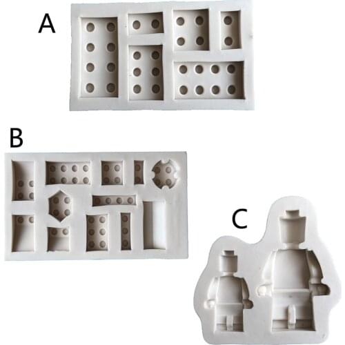 1PCS Brick Blocks Robot Shaped silicone mold DIY Chocolate Ice Cube Tray Fondant Cake Decorating Tools Moulds