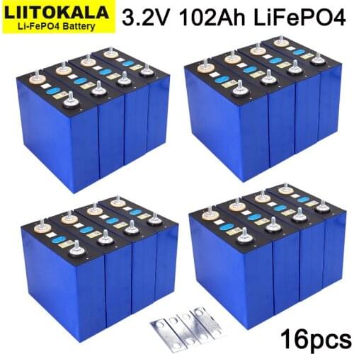 16pcs/lot 3.2V 102Ah Battery LiFePO4 Lithium phospha Large capacity DIY 12V 24V 48V Electric car RV Solar Energy storage system