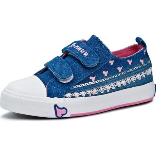 #28#29#30#31#32 Spring Girls Shoes with Heart Girls Canvas Sneakers Children Shoes Denim Children Sneakers Girls Shoes ML1858