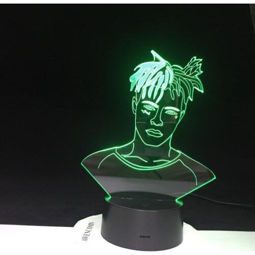 3D Night Lamp Ski Mask the Slump God Rapper 7 Colors Changing Table Night Light Baby Bedside Decoration