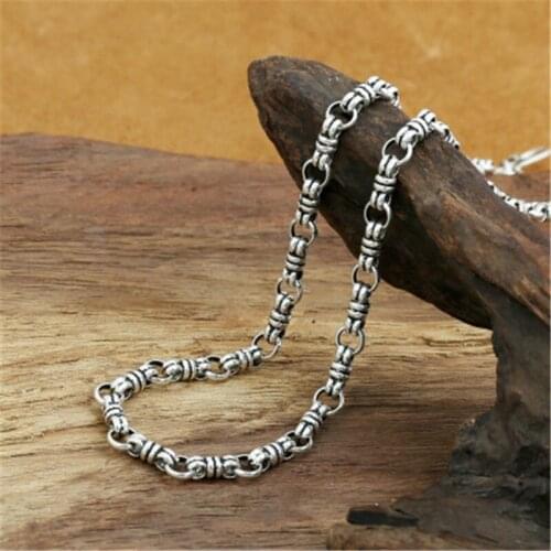 4mm 100% Pure 925 Sterling Silver Bamboo Double Round Necklaces for Men Women Sterling Silver Necklace Accessories 18-32 inch