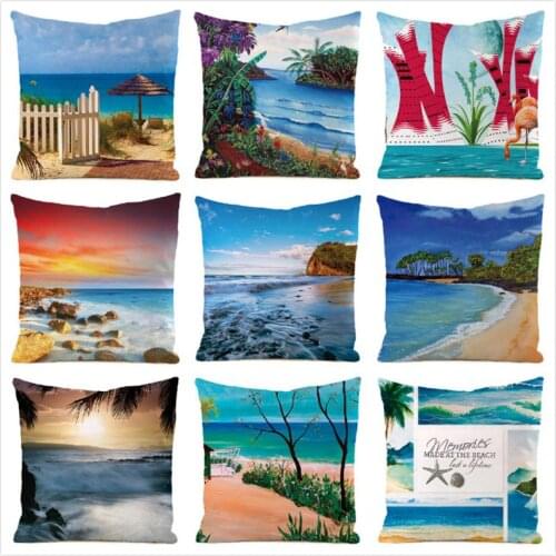 45cm*45cm **Sunny Shore** Inimitated Silk Fabric Throw Pillow Covers Couch Cushion Cover Home Decorative Pillows Pillow Case