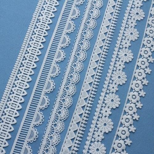 5yard White Embroidered Lace Trim Ribbon Fabric African Lace Fabric for DIY Cloth Sewing Craft Decoration