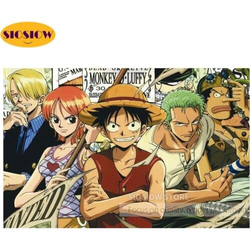 5D DIY Anime Diamond Painting One Piece Luffy Zoro Nami Figure Full Drill Square 3D Dimond Mosaic Cross-stitch Embroidery Gifts