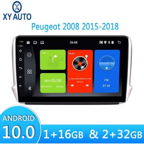 9-inch HD Touch Screen Android 10.0 For Peugeot 2008 2015-2018 Car Radio Multimedia Video Player GPS Navigation Quad-core WiFi