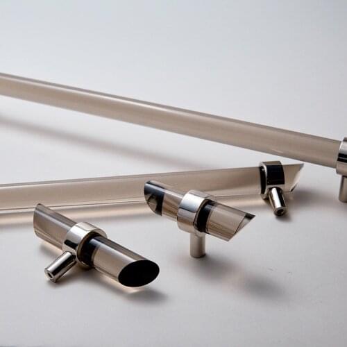 Acrylic Handles Gray Drawer Knobs Pull Dresser Pulls Bathroom Cabinet Gold Door Handle Gray Transparent Smoky Acrylic T Bar