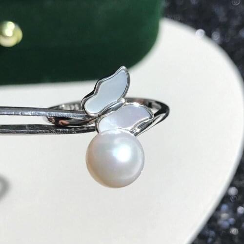 Butterfly Hot 925 Sterling Silver Adjustable Ring Settings Findings Mountings Parts for Pearl Corals Jade Crystal, 5pcs/lot