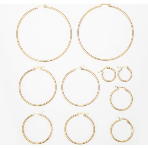 20pcs/lot Stainless Steel Earrings Gold Plated Big Hoops For Women Girls DIY Jewelry Earring Making Findings Gifts New