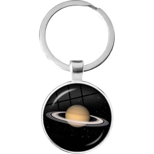 Solar System Planet Keyring Galaxy Nebula Space Keychain Moon Earth Sun Mars Art Picture Glass Dome Key Chain Gift
