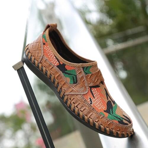 BUSUOZY Brand Men Shoes 2020 Summer Breathable Mesh Shoes Mens Casual Shoes Leather Fashion Summer Shoes Man Soft Comfortable