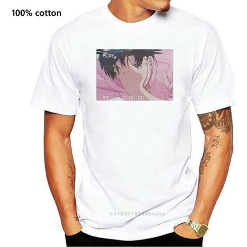 Brand Retro Anime Sad Boy Vaporwave T-Shirt 2019 Summer MenShort Sleeve T-Shirt
