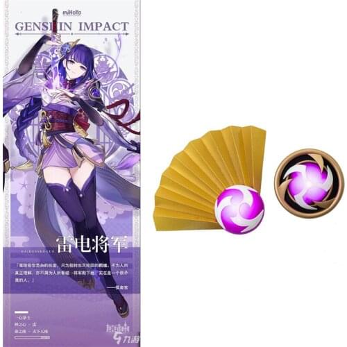 Genshin Impact Raiden Shogun Cosplay Badge Brooch Pin Anime Headwear Hair Clip Hair Pin Halloween Costume Accessory Hairpin