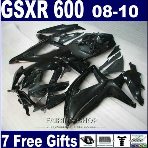 Injection Moto parts fairings for suzuki gsxr600 08 09 10 glossy black fairing kit gsxr750 2008 2009 2010 SA03