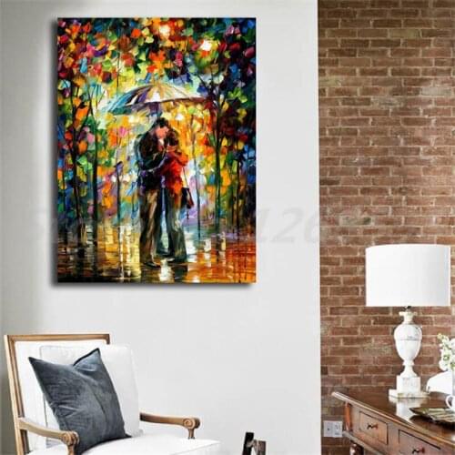 Kiss In The Park Wall Art Canvas Poster And Print Canvas Painting Decorative Picture For Office Living Room Home Decor Artwork