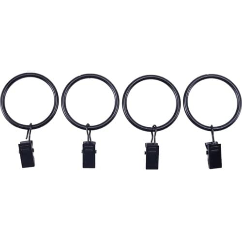 36 Pack Rings Curtain Clips Strong Metal Decorative Drapery window Curtain Ring with Clip Rustproof Vintage Interior Diameter Bl