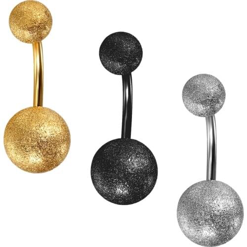 BONISKISS Stainless steel Belly Button Ring Body Jewelry Piercing Ring Navel Ring Gold Silver Color Black Matte Surface