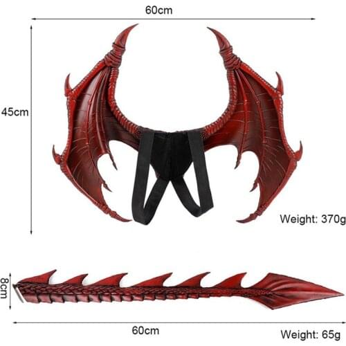 Halloween Childrens Day Christmas Festival Party Costume Carnival Children Dress Up Dragon Wings Tail Toy Set Makeup Show Props