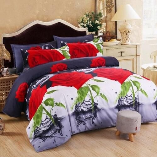 Red Rose Leopard Bedding Set Queen 3D Valentines Day Couple Duvet Cover Bed Set Bed In A Bag Flowers Comforter De Home