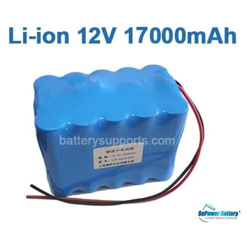 SuPower 10.8V 11.1V 12V 12.6V 17Ah Lithium Li-ion Rechargeable Battery Pack Max 4A with built-in protection circuit board PCB