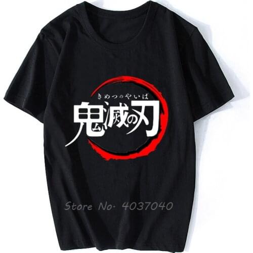 Demon Slayer Kimetsu No Yaiba Men Cotton Tee T Shirt Graphic Plus Size Tops Letter Print Logo Oversized Short Sleeve Tshirt