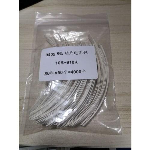 4000pcs 0402 SMD Resistor Kit Assorted Kit 10ohm-1M ohm 5% 80valuesX 50pcs=4000pcs Sample Kit DIY