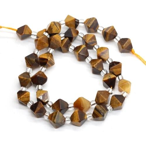 Natural stone semi-precious stones irregular diamond beaded DIY making necklace bracelet gift specification-10 mm Tigers eye