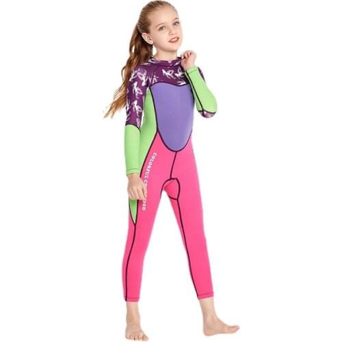 2mm Neoprene Long Sleeves Kids Wetsuits Diving Suit Girls Children Rashguard One Piece Surfing Swimming Snorkeling Swimsuit