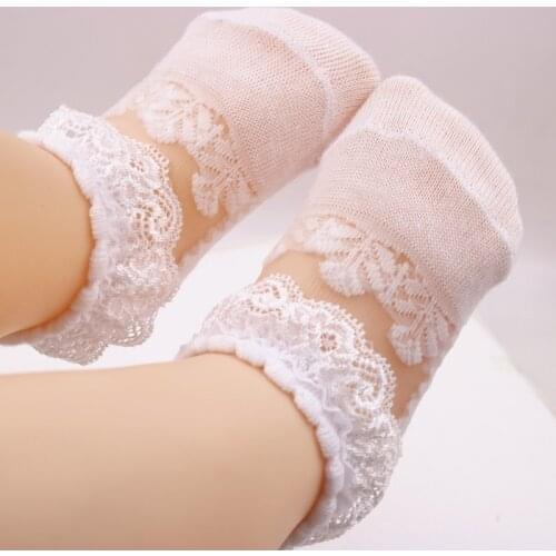 Baby Socks Cotton Soft Lace Flower Newborn Summer Ultra-Thin Mesh Crystal Cute Short Socks Baby Kids Girls Princess Socks