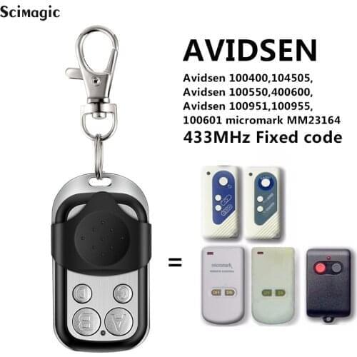NEW 433mhz Fixed Code Remote Control 100% For AVIDSEN 100400 100951 100955 100550 104505 Garage Gate Remote Control