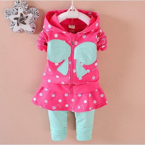 Baby Girl Clothes Fashion Polka Dot Hooded Zipper Cardigan Jacket + Leggings Infant Clothing Kids Bebes Jogging Suits Tracksuits