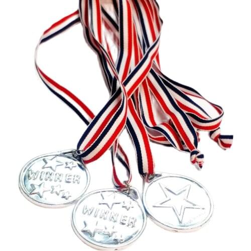 6X Plastic No.1 Winner Medals E811 Pendants w Ribbon School Game Prize Birthday Party Favors Pinata Bag Filler Cup Cake Top Gift