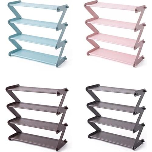 Simple Assembled Shoe Rack Stainless Steel Storage Shelf for Shoes Book Sundries Dorm Room Bedroom Z Shape Shoe Stand Organizer