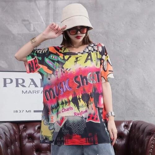 2146 Hip Hop Style Letter Bronzing Short Sleeve Knitted Pullover Elegant 2021 Summer Korea Fashion Casual Loose Sweater Top Tide