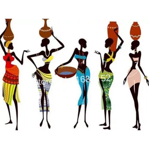 Diy 5D Full Square Diamond Embroidery African Woman Diamond Painting Cross-Stitch Kits Mosaic Crafts wall stickers A228