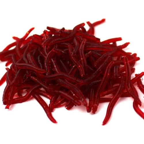 HobbyLane 50 / 100 pcs/ lot Soft lure simulation worm net Fishing Lures Artificial Soft realistic Fishing tackle Bait Red