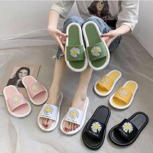 Women Slippers Daisy Print Soft Bottom Sandals Summer Female Ins Fashion Bathroom Bath Slippers Indoor Shoes Женские Сандалии