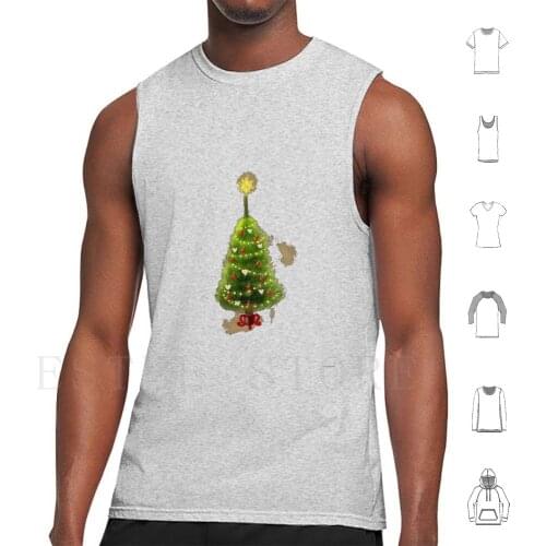 Merry Christmas Tank Tops Vest Sleeveless Christmas Tree Lights Glow In The Dark Holidays