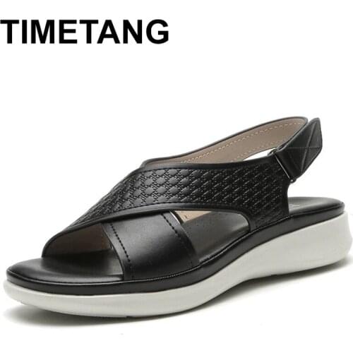 TIMETANG2021 Summer Clogs Wedge Shallow Mouth Soft Sports Womens Sandals Heel Shoe Thick Large Size Suit Female Beige Platform