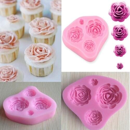 4 Size Roses Flower Silicone Cake Mould Chocolate Sugarcraft Decorating New