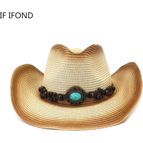 2021 Retro Painting Men Women Straw Western Cowboy Hat Handmade Sombrero Hombre Beach Cowgirl Jazz Sun Hat