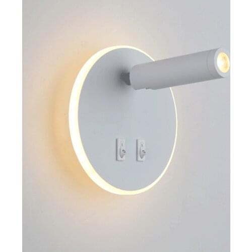 Led Night Light Bedside Read Lamp Hotel Nordic minimali Bedroom Light Round Square Double Control Rotating Wall Lamp LED Light