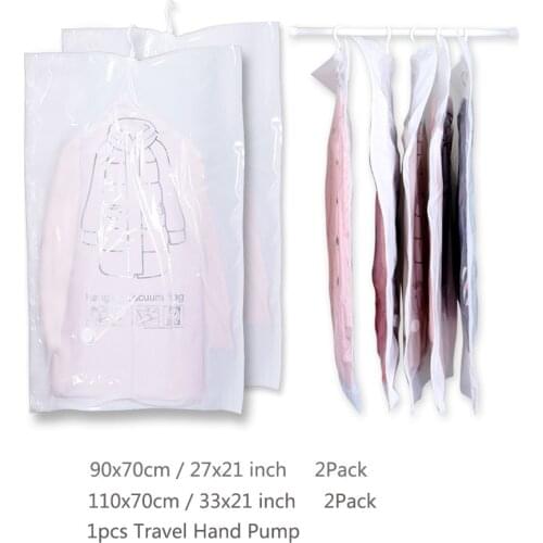 5PCS Can Hang Vacuum Bag for Clothes Foldable Compression Organizer Bag Sealed Storage Bags Save Space Reusable Bag