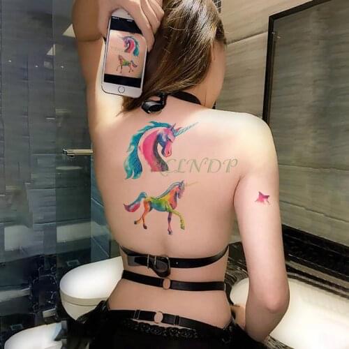 Waterproof Temporary Tattoo Sticker unicorn horse Large size Fake Tatto Flash Tatoo leg belly Arm back body art for women girl