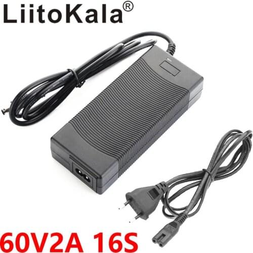 LiitoKala Electric bike charger 67.2V 2A lithium battery charger for 16S 60V Li-ion Battery pack E-bike Charger DC 5.5*2.1MM