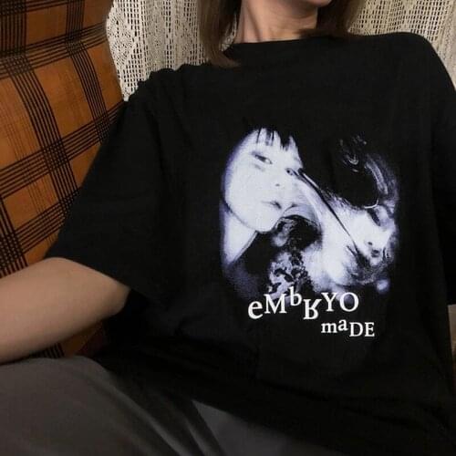 Grunge Rock Hip Hop Illusion Print Casual Vintage Tops ​Hip Hop Harajuku Summer Streetwear Goth Punk Graphic Loose Women T-Shirt