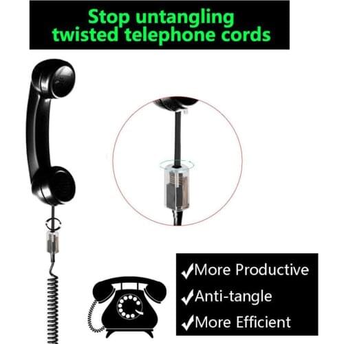 2Pcs Telephone Cord Detanglers Universal Anti-Tangle 360° Rotating Landline Coil Cables for Phone Handset Swivel Cable Untangler