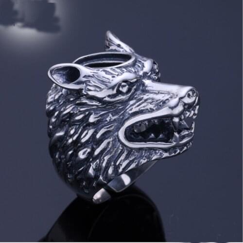 6.5*12mm 925 STERLING SILVER mens Semi Mount Bases Blanks base blank Pad VINTAGE Wolf head ring Setting set jewelry gift A4095