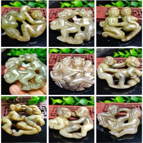 Antiques miscellaneous crafts Xiuyu old high antique hollow jade pendant