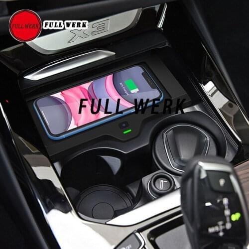 Car Qi Wireless Phone Charger Fast Charging for BMW X3 2018 2019 2020 X4 2019 2020 Center Console Wireless Charging Pad Mat Acce